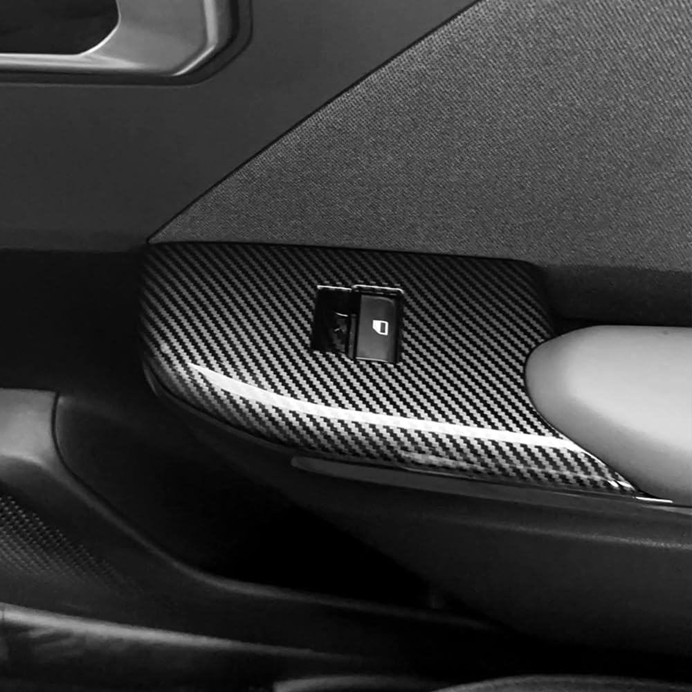 Car Interior Window Switch Panel Cover Side Door Glass Lock Control Button Cover Compatible with Kia K4 2025-2026 Accessories (Carbon Fiber Style)