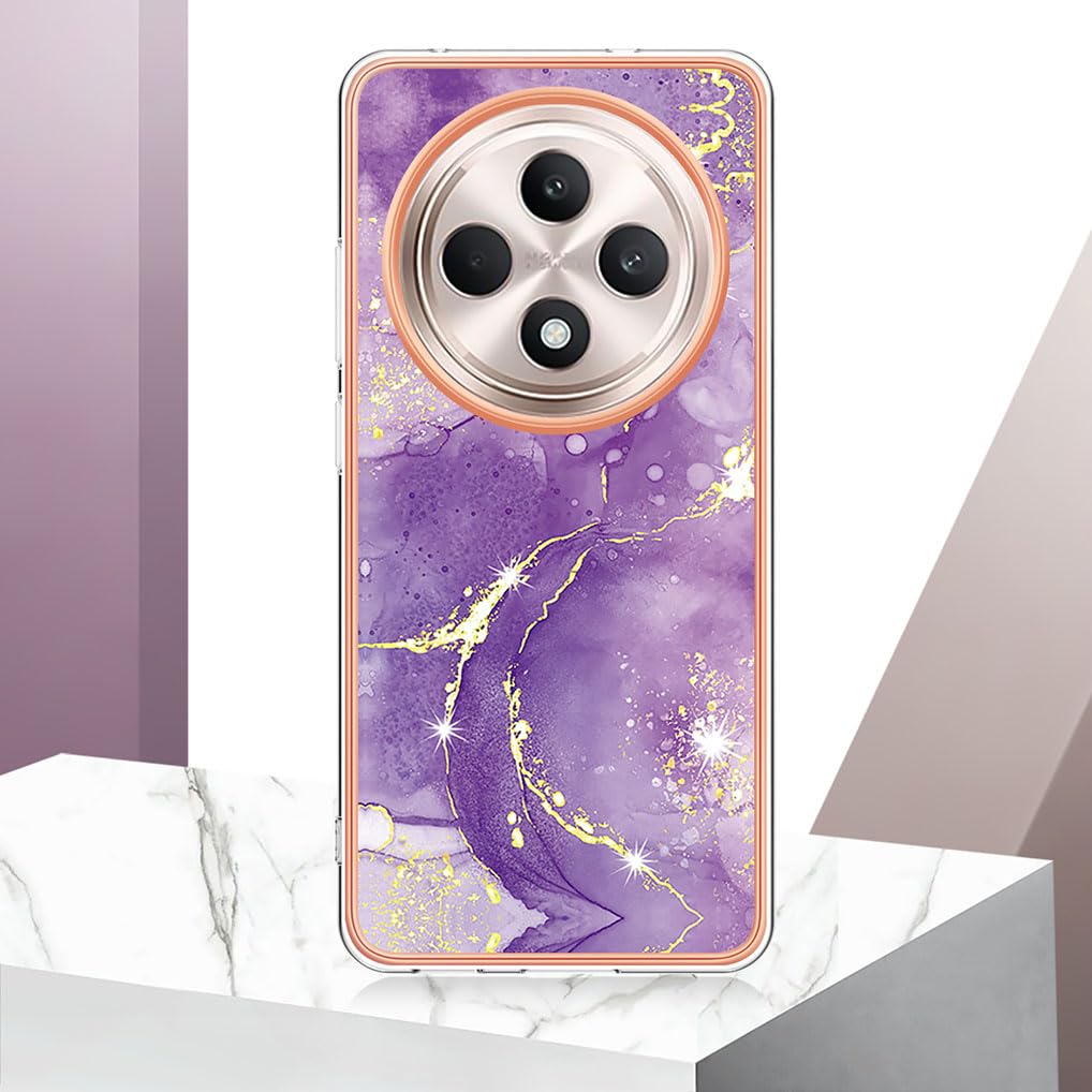 YUECXIN Cover Per Oppo Reno 12F 4G / 12 FS 5G - Custodia Donna Con Brillantini Sfumati E Bordo Elettrolitico (Viola)