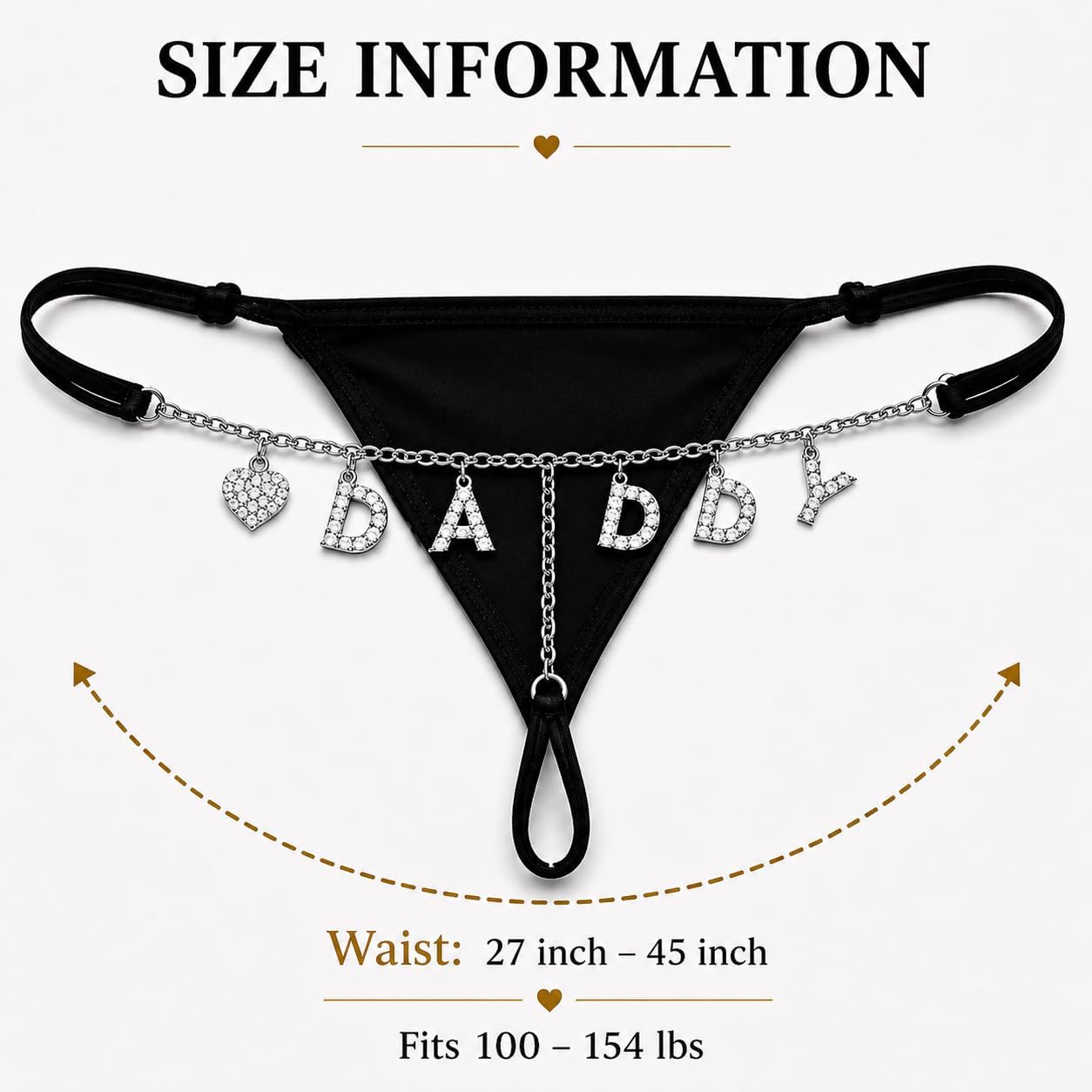 Sexy Underwear for Women G-String Thongs Rhinestone Letter Chain Adjustable Silk-Smooth Panties Cute Funny Lingerie