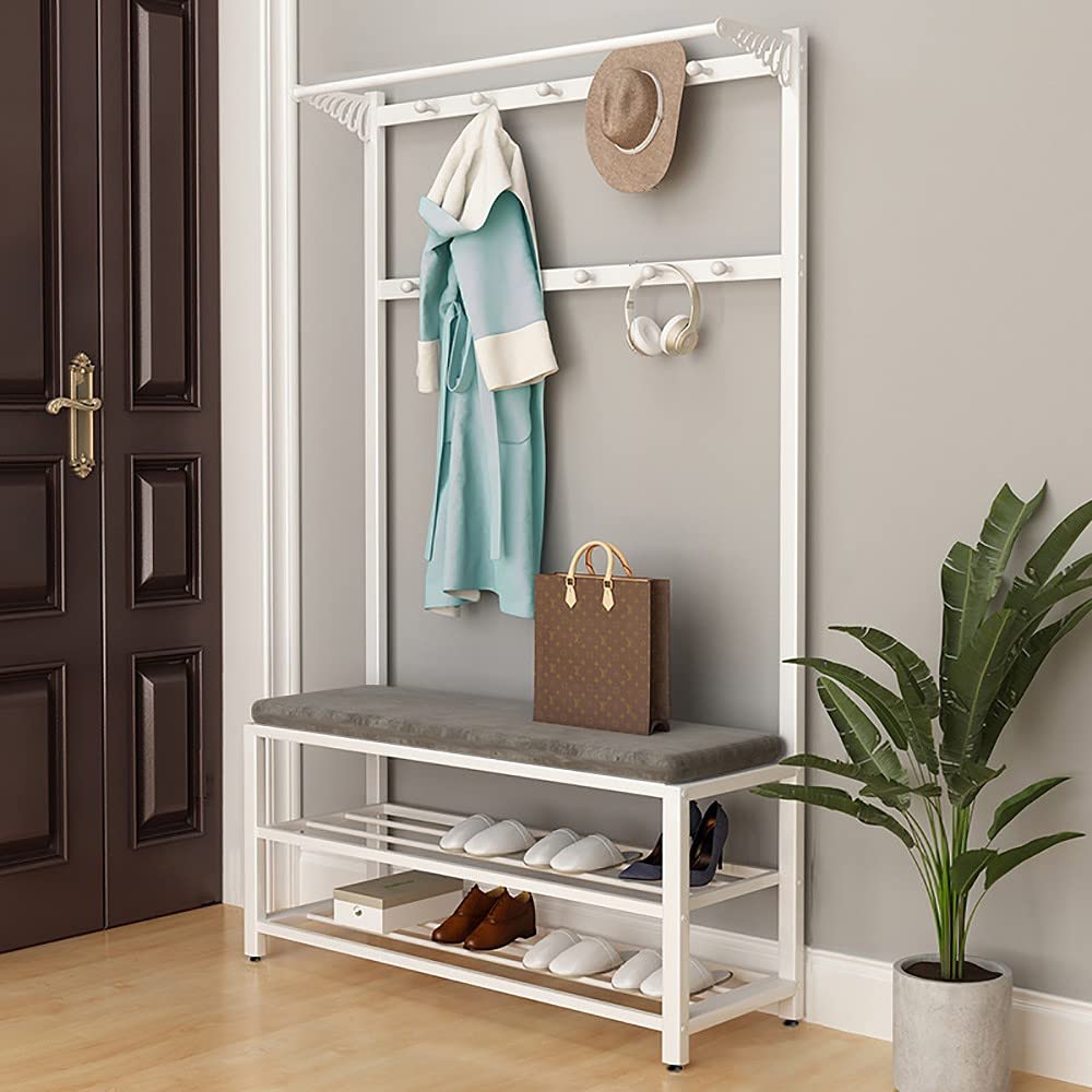 Portant à vêtements en métal robuste 4 en 1 armoire autoportante noire