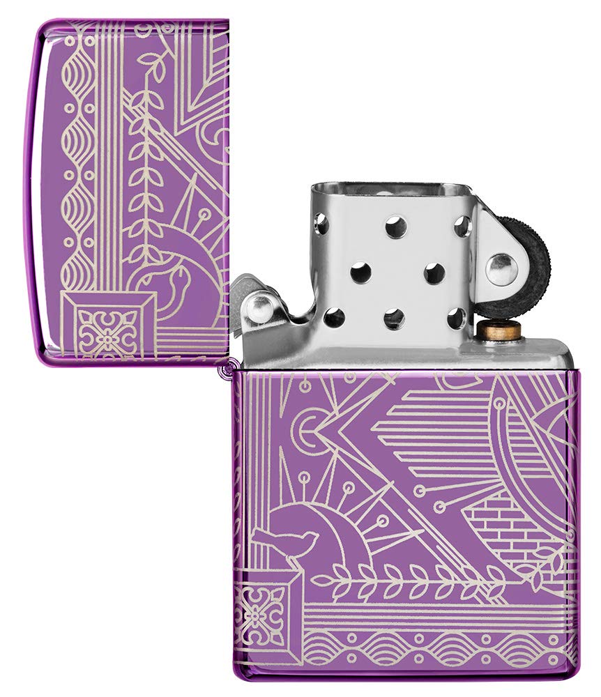 ZIPPO – Sturmfeuerzeug, Hyper Pastiche, 360° Laser Engraved, High Polish Purple, nachfüllbar, in hochwertiger Geschenkbox