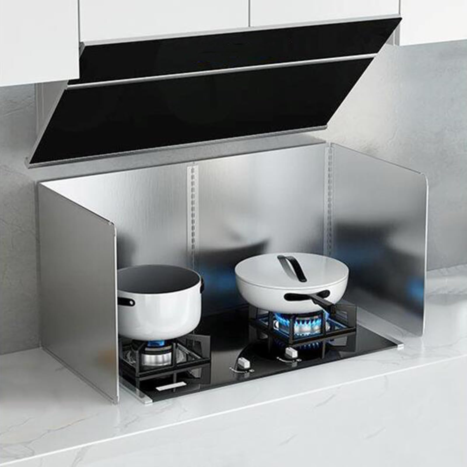 Paraspruzzi Pieghevole Per Cucina In Acciaio Inox 45x50 Cm - Rivestimento Antiaderente Nero, Protezione Parete Da Olio E Grasso