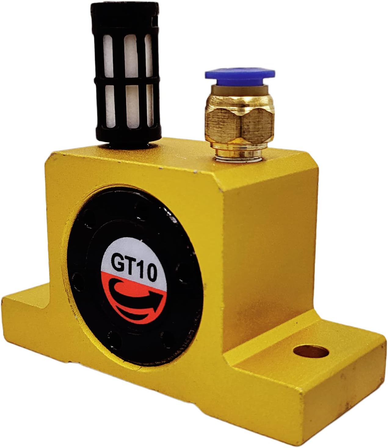 (3-Pieces) GT10 Pneumatic Air Turbine Vibrator GT Series Pneumatic Turbine Vibrator 1/8" Industrial Pneumatic System Components Turbine Vibrators High Speed with hopper Golden GT-10 Free Muffler