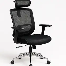 Cadeira de Escritório Ergonômica Presidente Reclinável com Encosto Mesh Respirável, Suporte Lombar, Braços Ajustáveis, Altura Regulável, Rodízios 360°, Ideal Home Office, Cabide Integrado