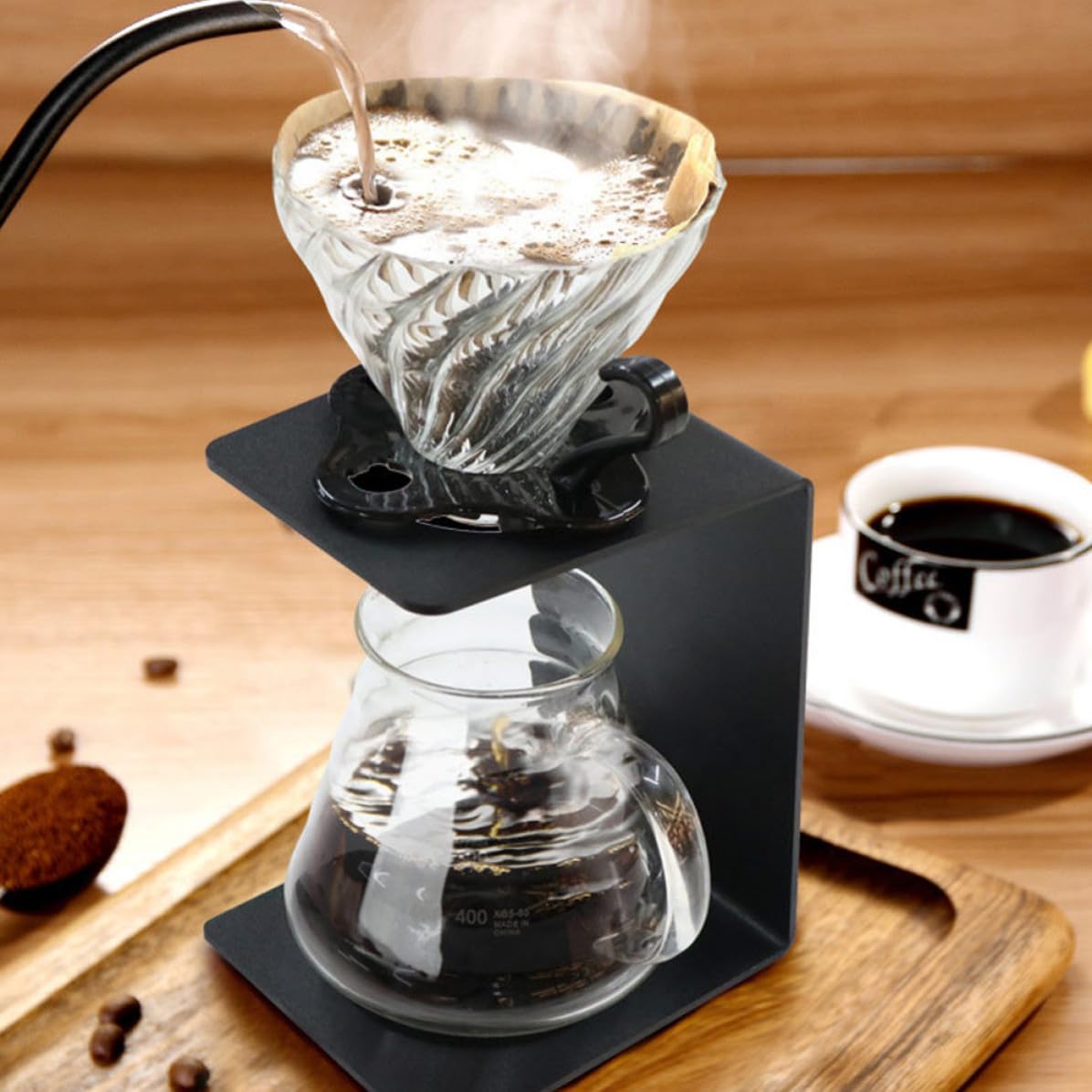 COHEALI Robuster Kaffeefilterhalter aus Metall in Schwarz Kompakter Filterbecherhalter für Kaffeezubehör zum Aufbewahren und Brauen Einer Tasse Kaffee