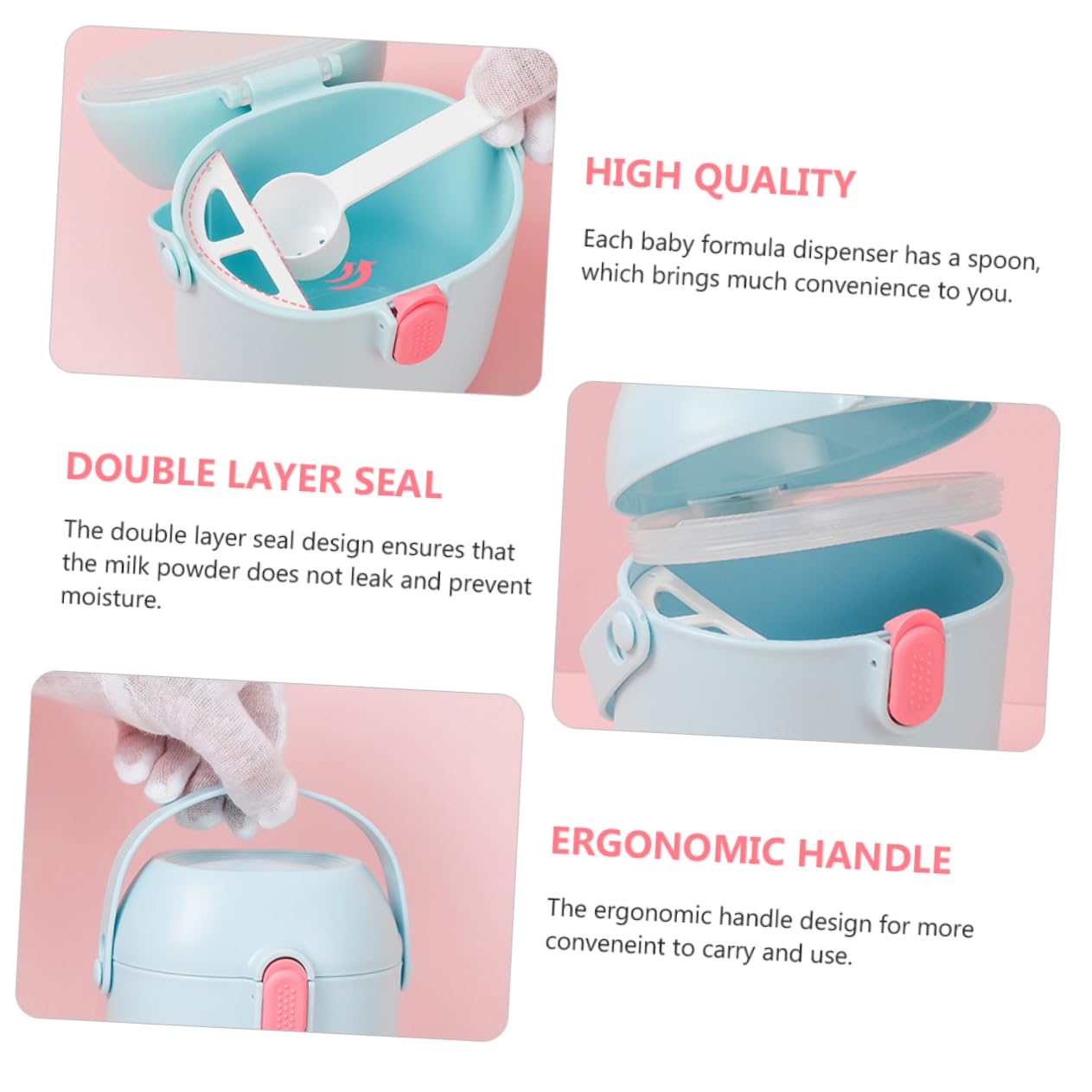 Garneck 2Set Portable Formula Dispenser Formula Box with Fine Spoon Sealed Storage Case for Milk Powder for Home