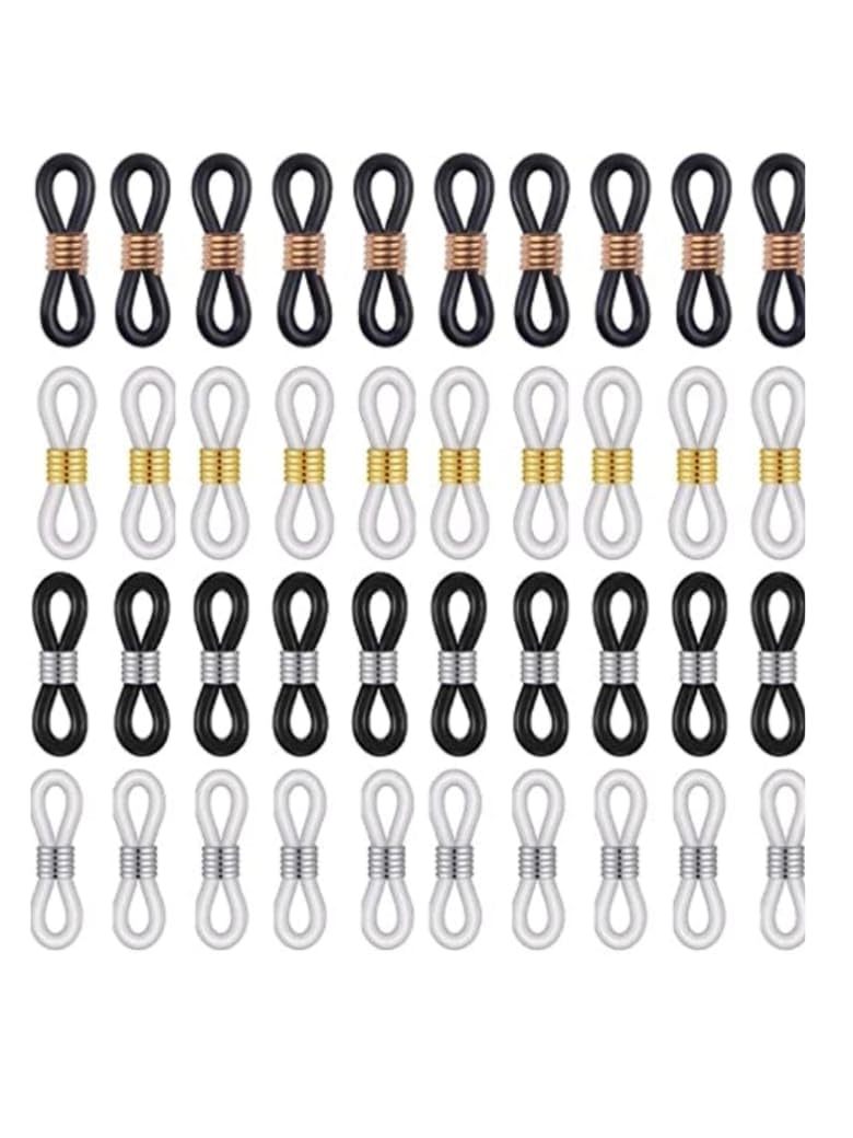 BARBUDDY 40 Pcs Multicolour Ear Hook Eyeglasses Spectacles Chain Glasses Retainer Ends Rope Sunglasses Cord Holder Strap Loop Connector