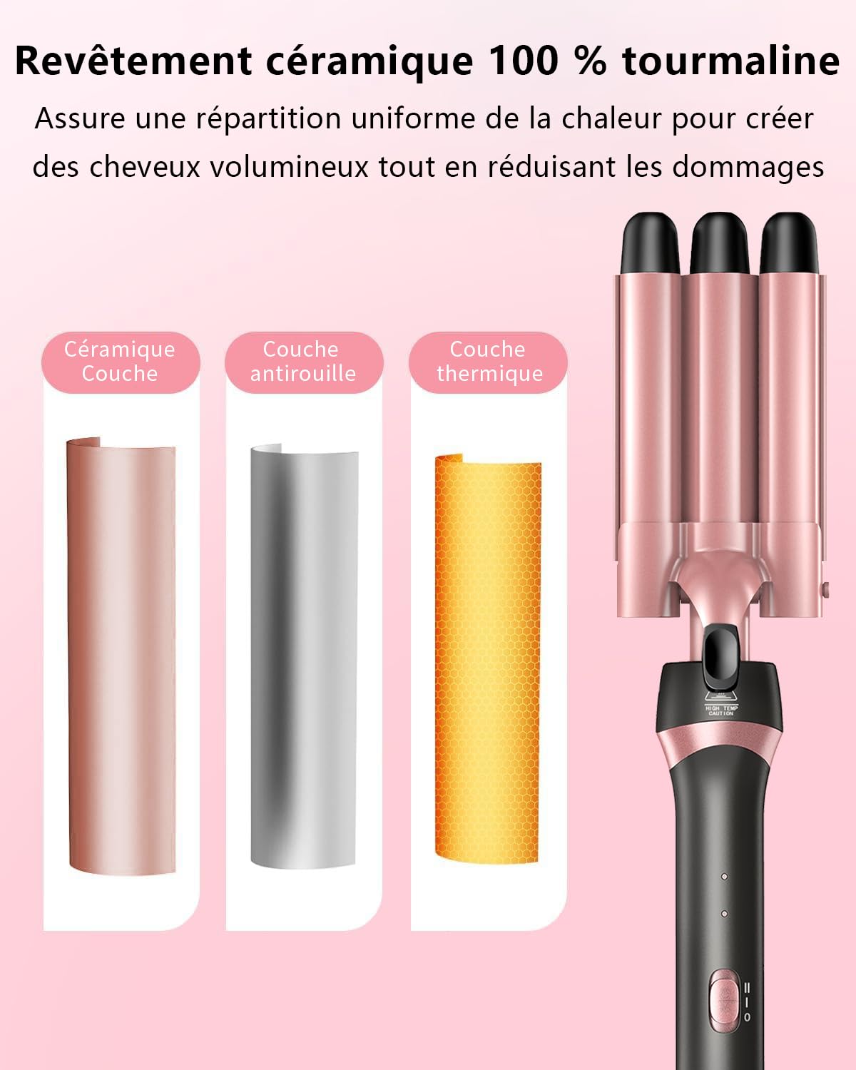 5 en 1 Fer à Boucler & Set de Ferveur à 3 Barils avec Barils Céramiques Interchangeables, Chauffe Rapide, Outils de Voyage Double Tension, Cadeau d'Anniversaire pour Femmes