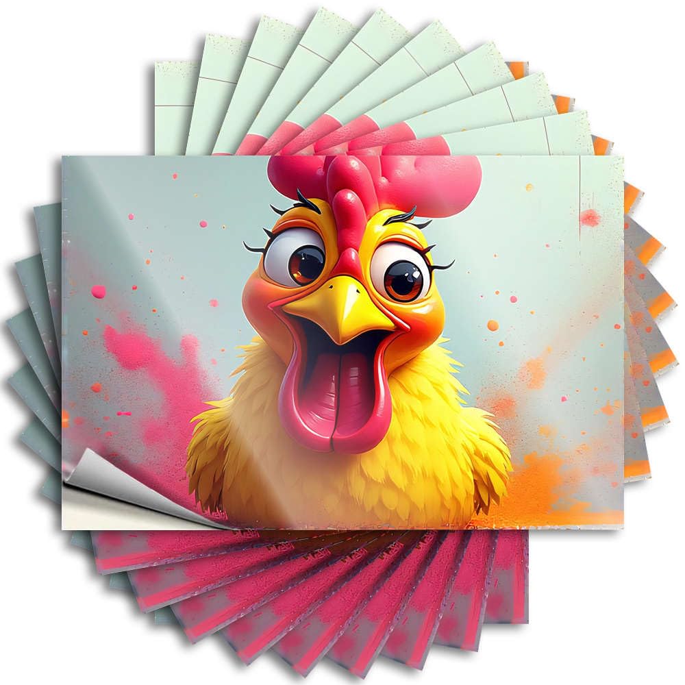 Beer Decor Funny Sticker Bottle | A Cheerful Cartoon Chicken with an Open Beak Retro Indoor Sticker Pack(8X12CM)