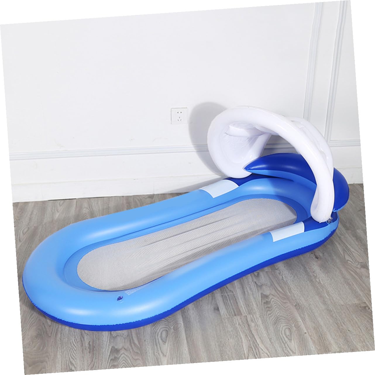 Hamaca de Agua Inflable con Toldo Desmontable de PVC Azul