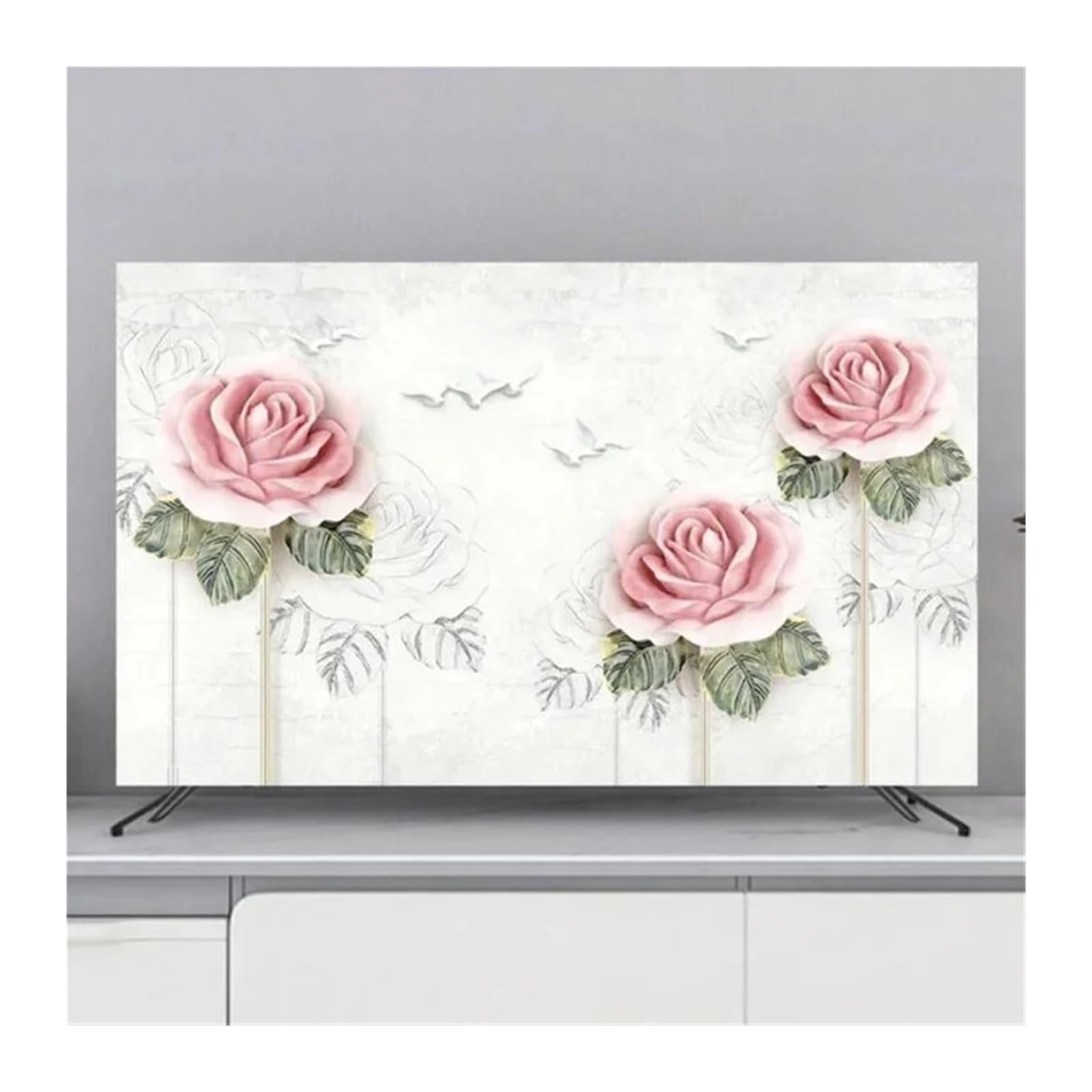 Custodia per Schermo Compatibile Copertura TV Protezione Antipolvere Famiglia Appesa TV Copertura Antipolvere Casa Universale Fiori Decorazione Semplice(H,37-39inch 93x60cm)