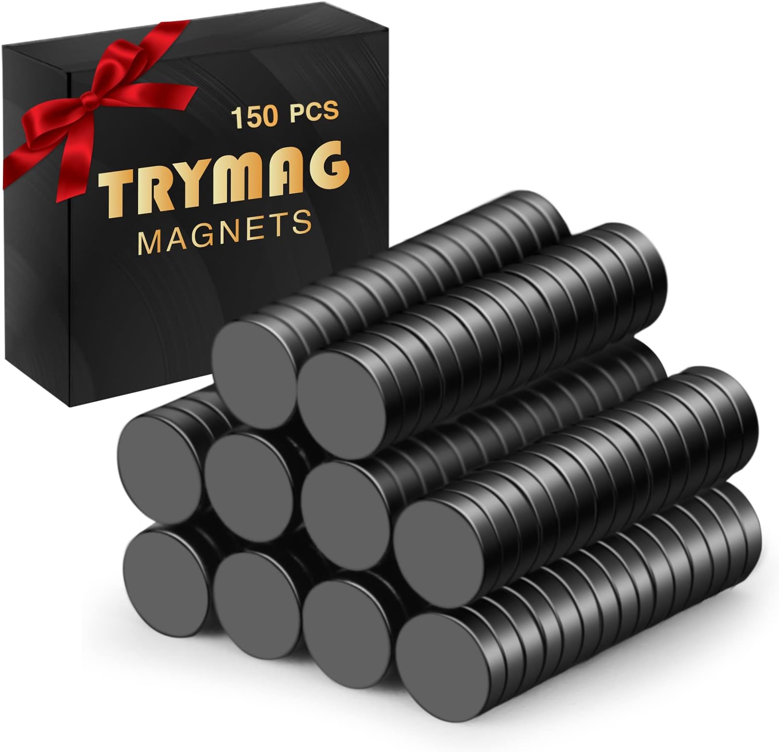 TRYMAG Mini Magnets 150pcs 3x1mm Small Magnet Set Small Black Round Neodymium Disc Magnets Mini Rare Earth Magnets Refrigerator Craft Whiteboard DIY Science 3x1mm-Black Small Black Magnet