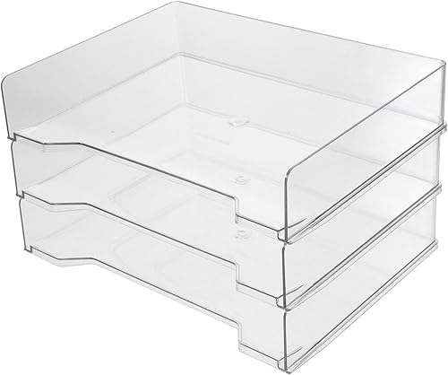 Bandeja apilable de acrílico de 3 niveles, bandeja de acrílico transparente, caja de almacenamiento de documentos para oficina, espacio de trabajo,
