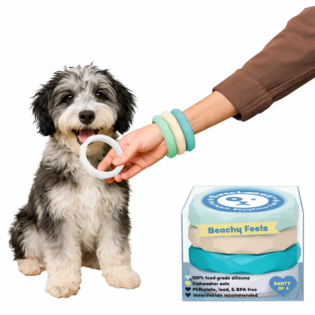 Sweet Paws Kauspielzeug für Hunde – tragbares Silikon-Hundespielzeug für Aggressive Kauer – Spaß beim Kauen, Jagen und Apportieren – langlebiges Kauspielzeug für kleine und mittelgroße Hunde