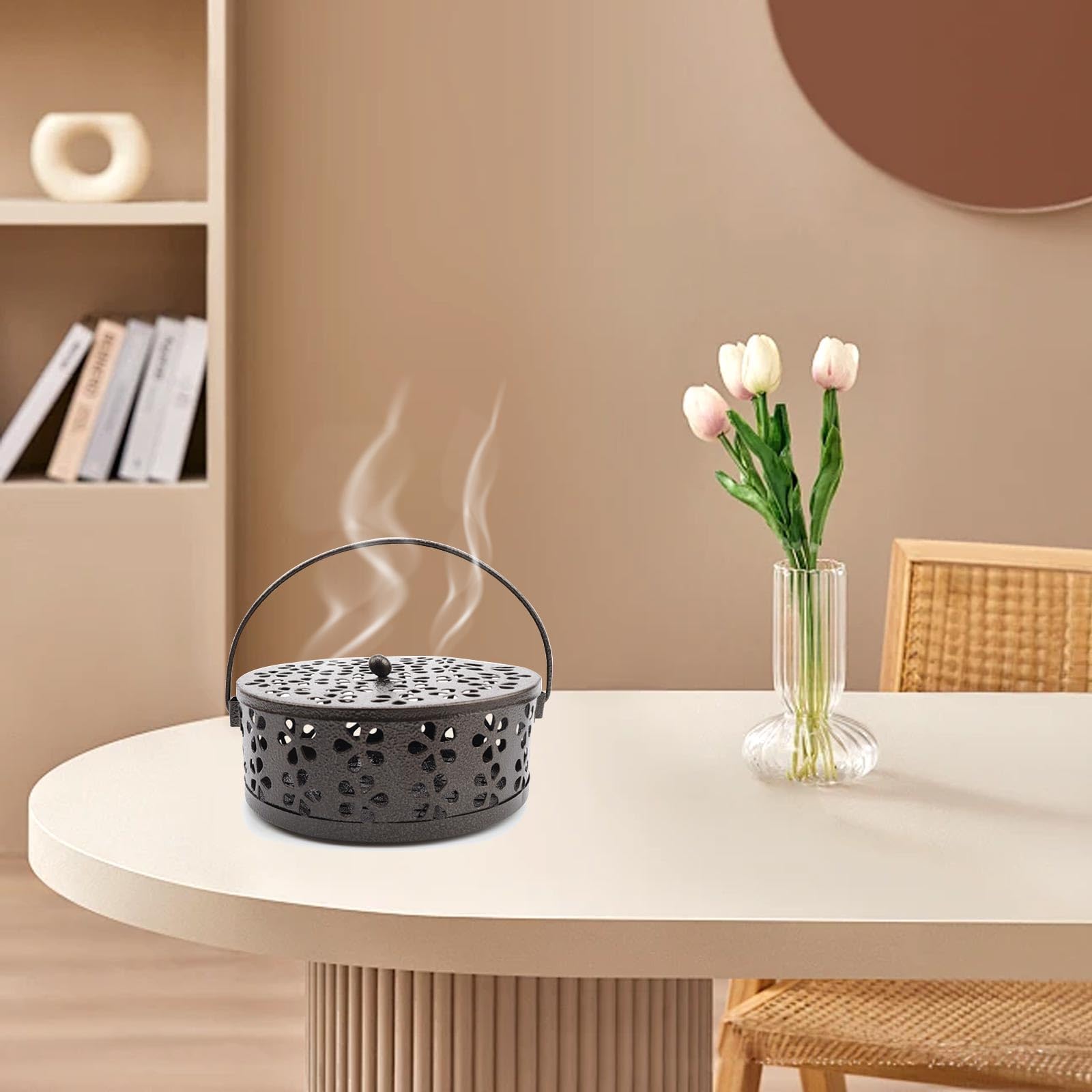 2 Pezzis Bruciatore Incenso, Ferro Classico Porta Incenso, Design Cavo, Dente di Sega Tridimensionale, Antivento Porta Zampirone, Sicuro Portatile, Ideale Casa, Campeggio e Viaggi