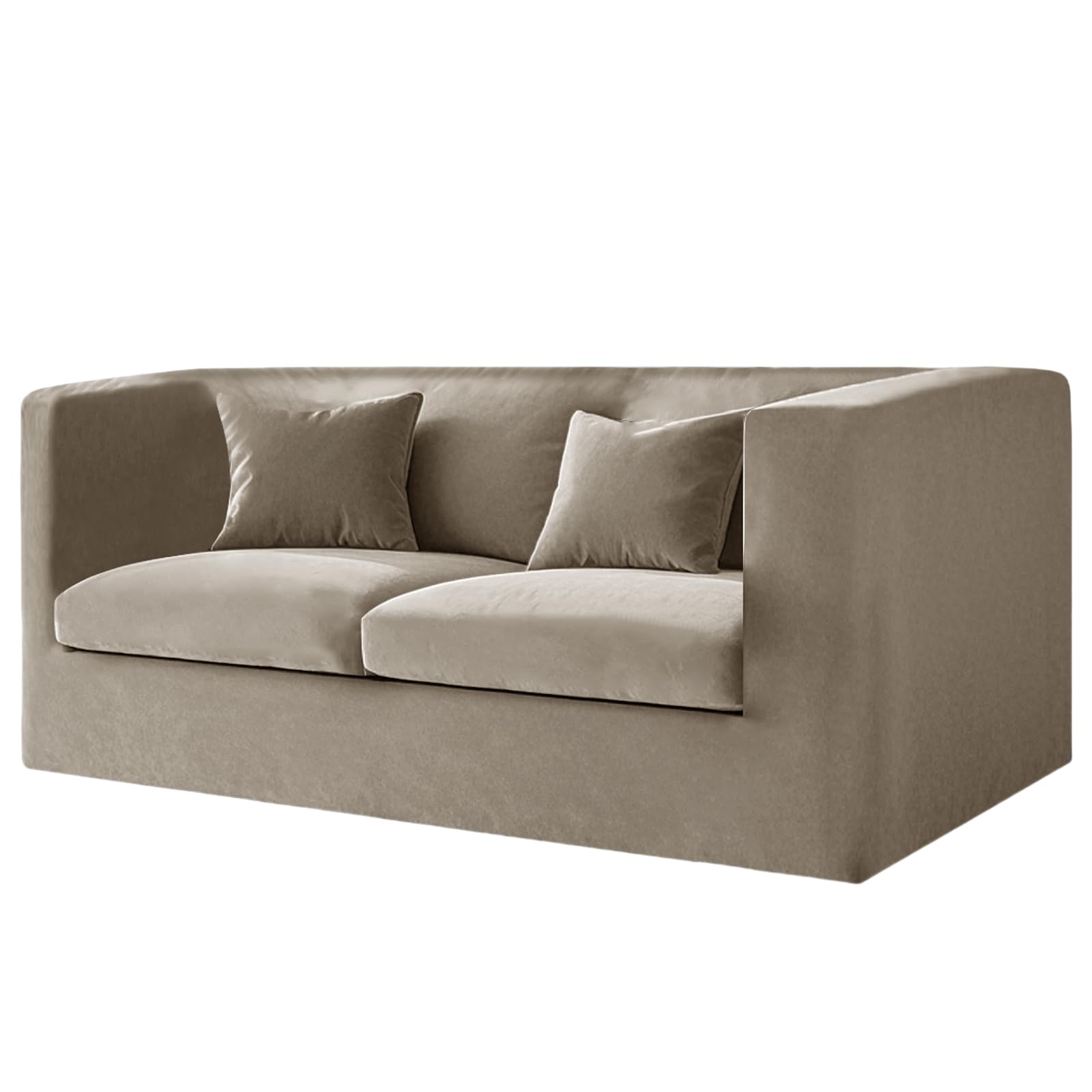 KYJSW High Stretch Chesterfield Sofa Cover Velvet Couch Cover With Seat Cushion Cover Non-Slip Sofa Slipcovers With Armrests For Living Room (Camel,SOFA+2 LARGE SEATS)