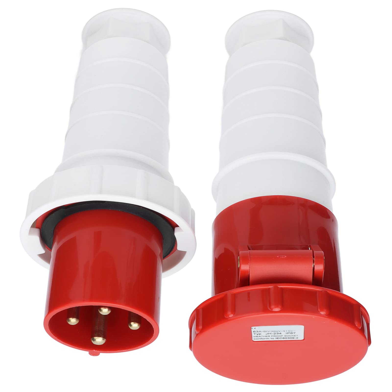 Enchufe Industrial Conector Impermeable Trifásico de 4 Pines IP67 para Uso en Exteriores 380V 63A Material de Polipropileno