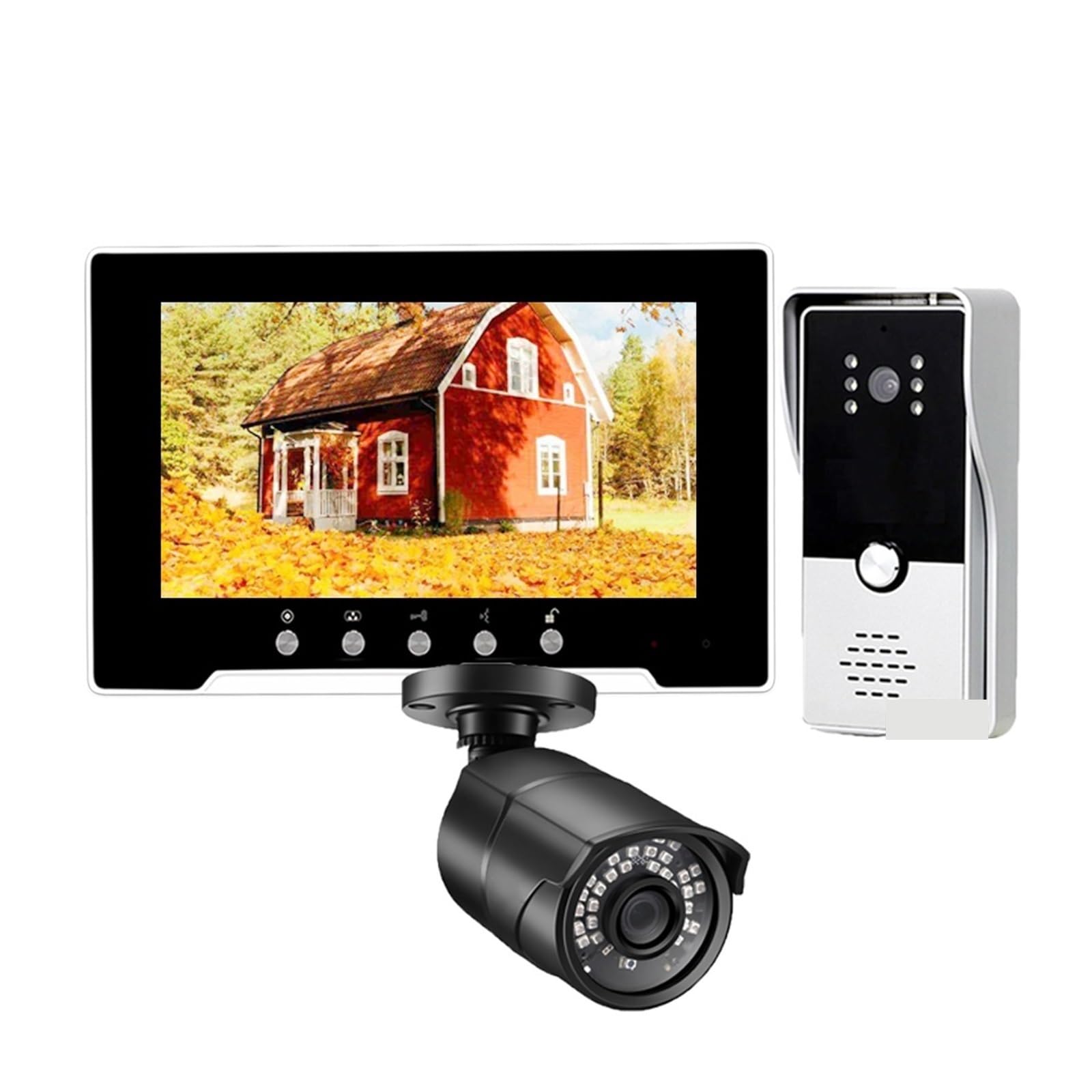 Sonnette sans fil interphone 1080p avec écran tactile 7 pouces et carte 32G