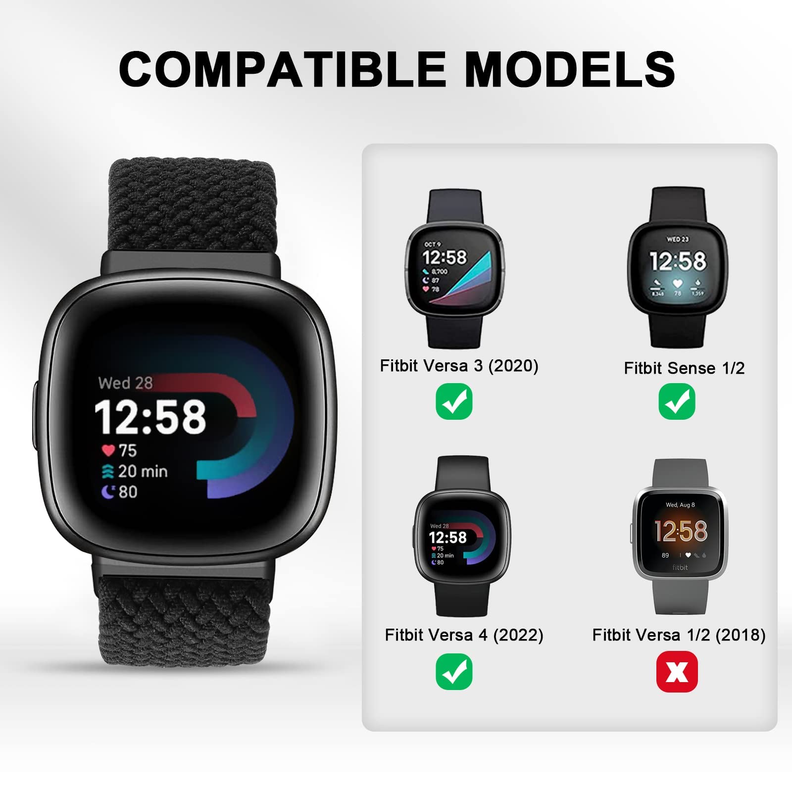 Ecogbd Cinturino di ricambio elastico compatibile con cinturino Fitbit Versa /cinturino Fitbit Versa Lite/cinturino Fitbit Versa 2, cinturini in nylon tessuto morbido per donna uomo (Boemia g