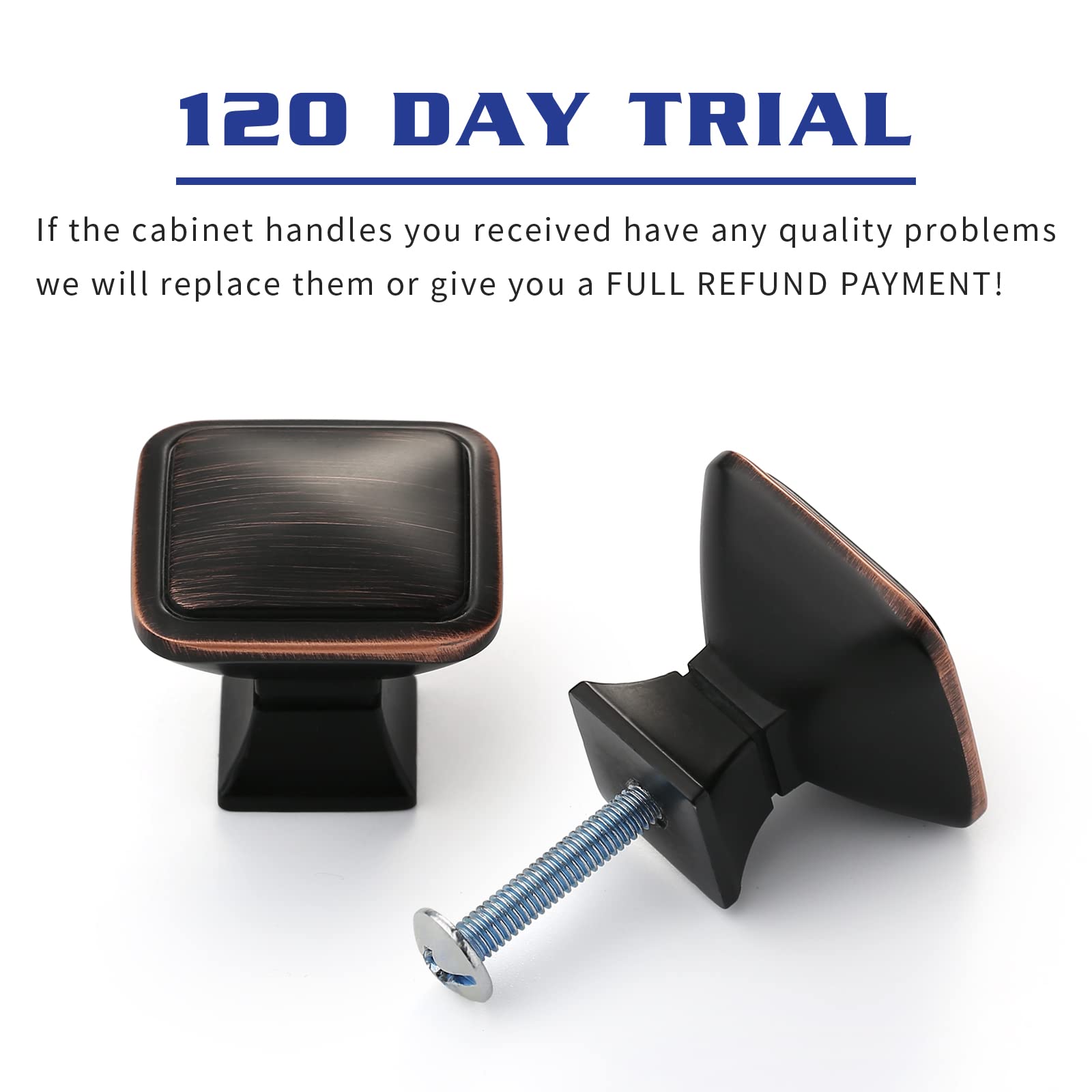 KNOKLOCK 10 Pack Kitchen Cabinet Knob Oil Rubbed Bronze Square Dresser Knobs Drawer Knobs Kitchen Cabinet Hardware Knobs for Dresser Drawers