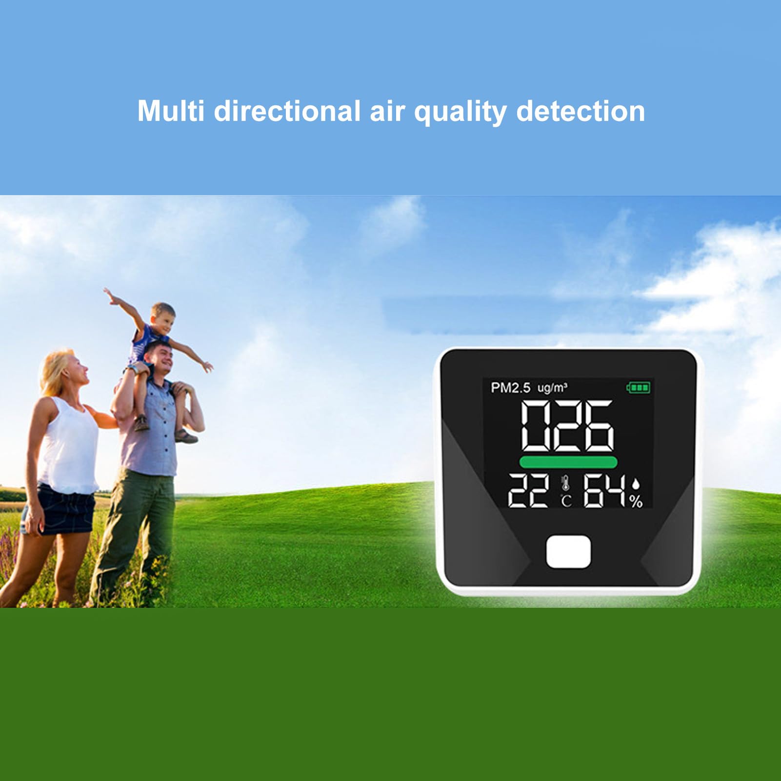 Con sensore di temperatura e umidità - Monitor portatile del particolato PM 2.5 - Misuratore della qualità dell'aria interna con portata da 0 a 999 ug m3, frequenza di
