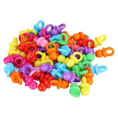 GLOGLOW Mini chupetes acrílicos para bebé, 100 unidades, decoración de fiesta de cumpleaños, bautismo de bebé, juguetes relajantes, juguetes de