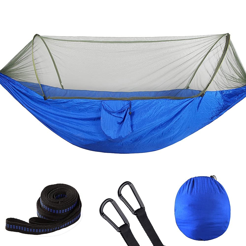 caihuashopping Hängematte Outdoor Camping Hängematte mit Moskitonetz-Pop-up-Licht Tragbarer Parachute-Hängematten-Hängematten-Hängematten Swing-Hammock-Camping-Sachen Hängematte (Color : Blue)
