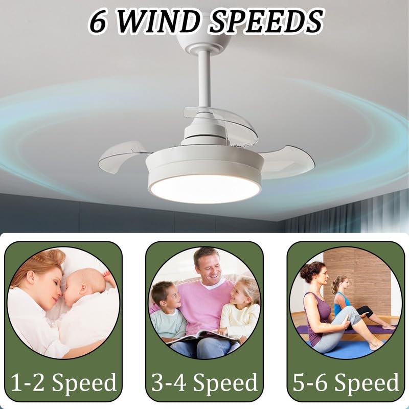 Plafonnier avec ventilateur LED 10in et sa télécommande blanche