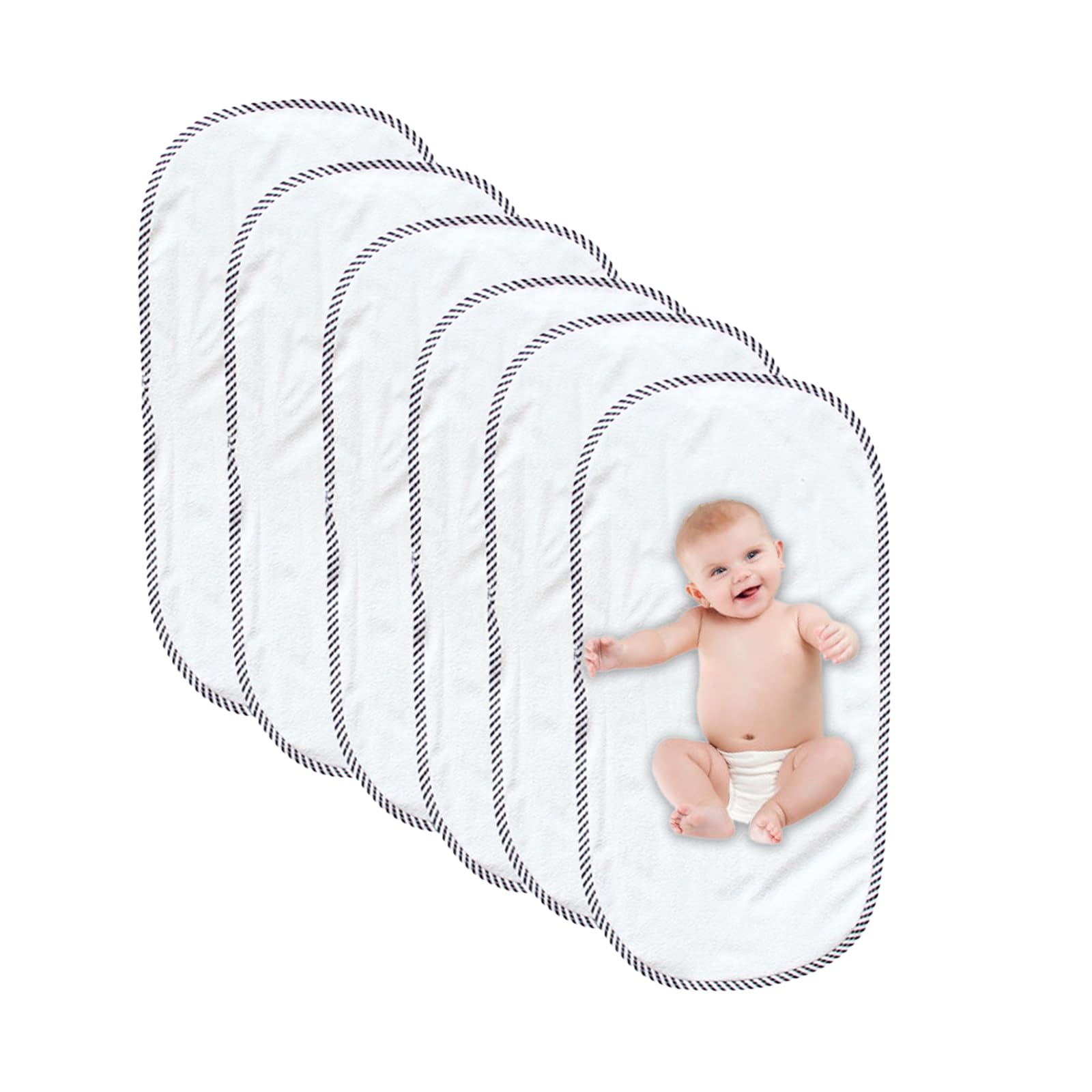 Fasciatoio in Rayon di Bambù - Fodera Impermeabile, Lavabile e Riutilizzabile - Set di 6 Pezzi per Bambino 30x60cm