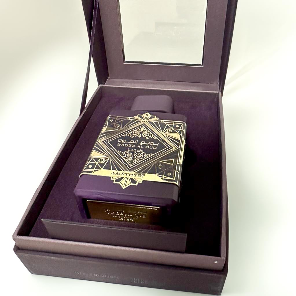 Lattafa Bade'e Al Oud Amethyst 100 ml, Profumo Arabo Floreale, Sigillo di Qualità Made in Dubai, Aroma a Lunga Durata