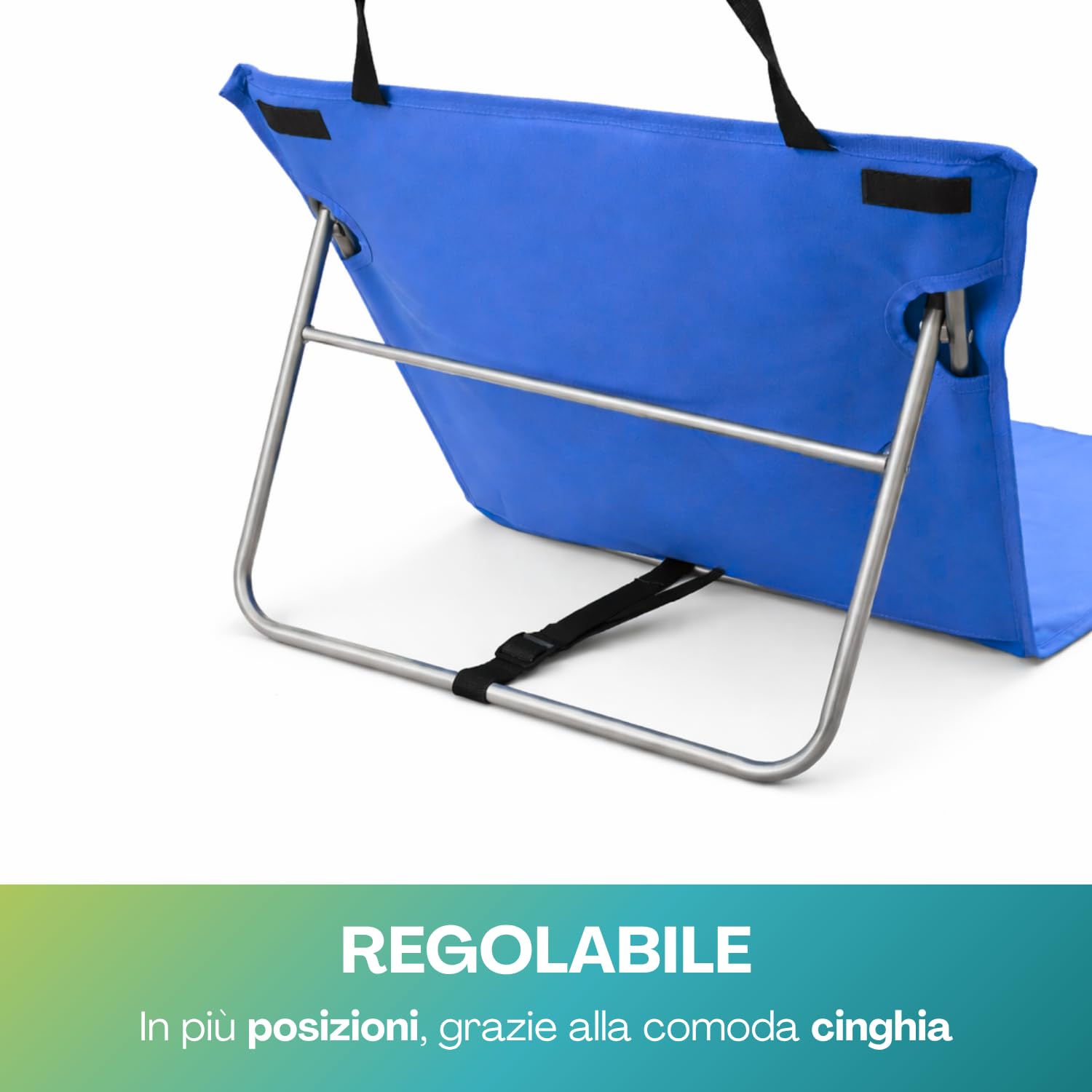 PALUPLUS 2 Materassini Pieghevoli da spiaggia, Misura 150x50x42 cm, Stuoia in Tessuto Oxford, Schienale Regolabile e Cuscino, Lettino con Tracolla per il trasporto -7038F -2,3 (Blu)