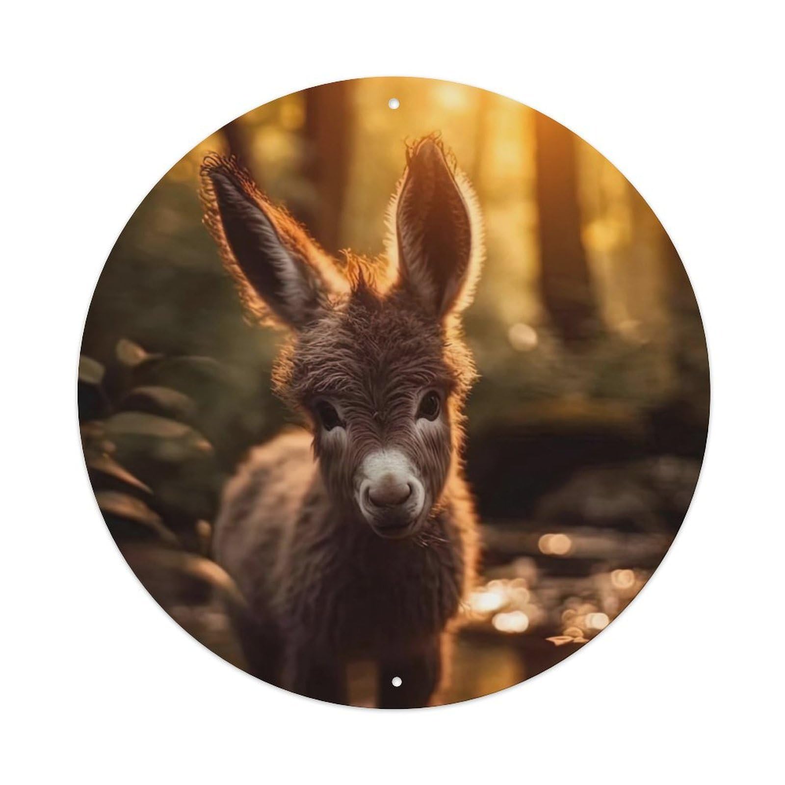 Animal Artwork Donkey in The Forest Vintage Metal Tin Sign Plaque Wall Decor for Cafe, Club Bar, Office, Garden Metal Poster 8x8Inch