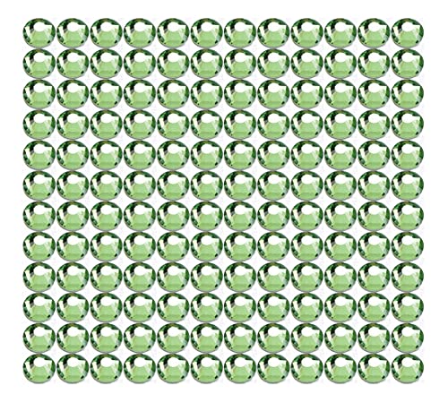 Onwon 144 Pcs Crystal Flat Back Brilliant Round Rhinestones Glass Stones Glitter Gems Faux Diamond for Craft,Nail Art,Shoes,DIY Decorations (SS40 / 8mm, Light Green)