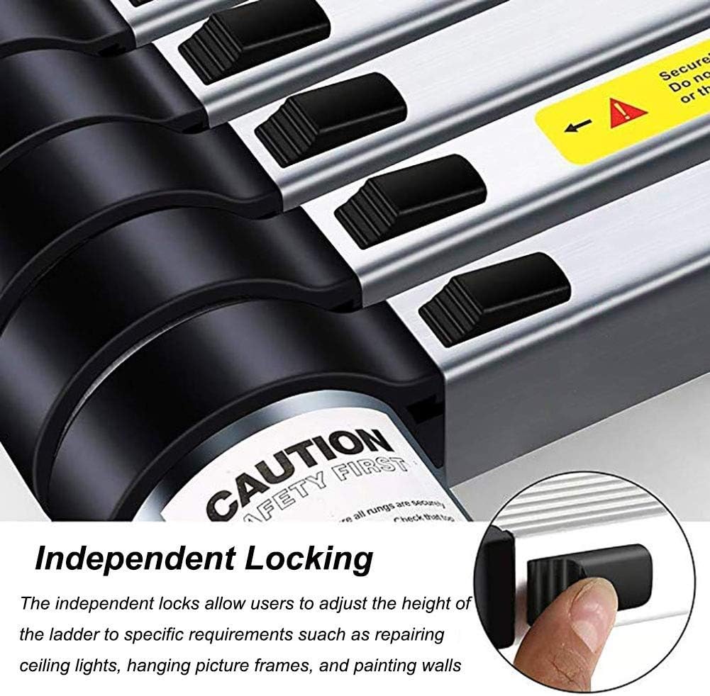 Telescoping Extension Ladder, Extension Ladders Telescoping Ladders Professional Telescopic Aluminum, Heavy Duty Telescopic Ladder with Locking Mechanism & Slip-Proof Feet, Max Loa