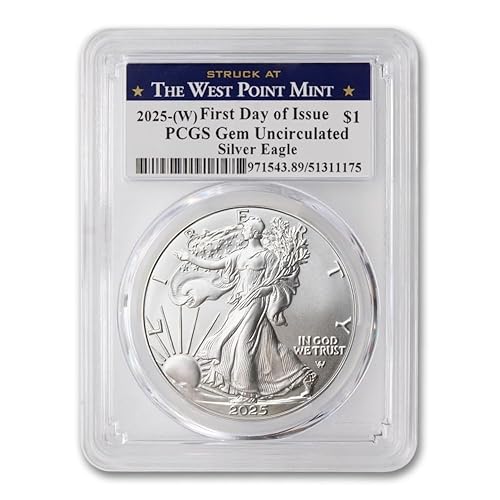 Miniatura 2 de 2025 (W) 1 oz American Silver Eagle Coin Gem Uncirculated (First Day of Issue - Struck at the West Point Mint) $1 PCGS GEMUNC