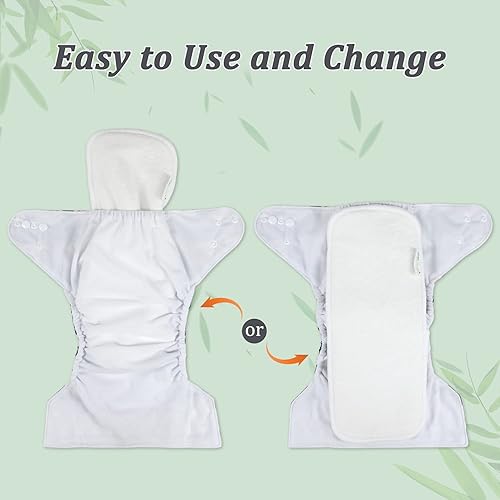 Miniatura 6 de wegreeco Paquete de 12 insertos reutilizables suaves de 4 capas para pañales de tela para bebé, forros lavables de alta absorción