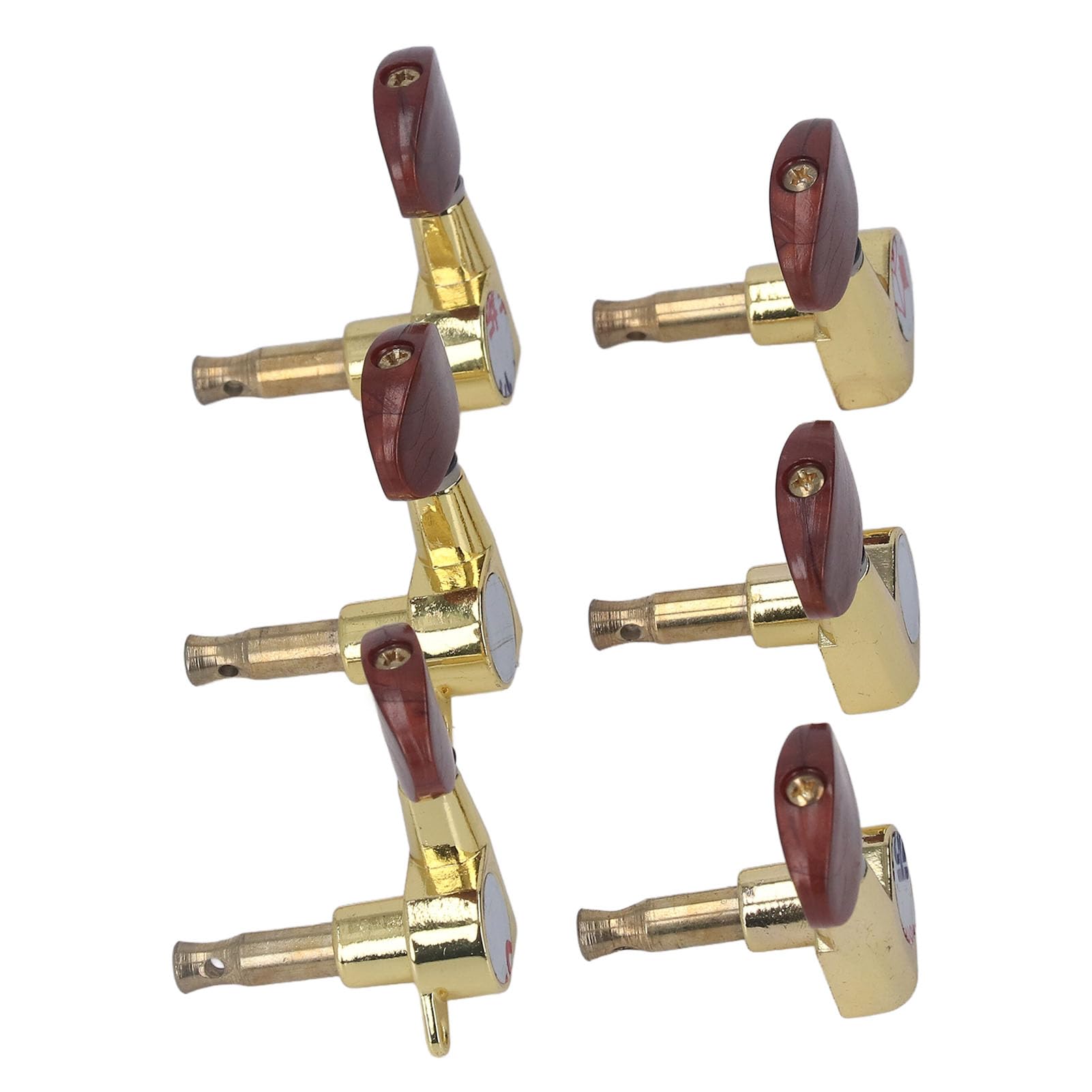 Guitar String Tuners Set - Gold Locking Tuning Keys with Beveled Closed Oval Pegs for 3R 3L, Easy Install & Durable Metal & Plastic Guitar Accessories