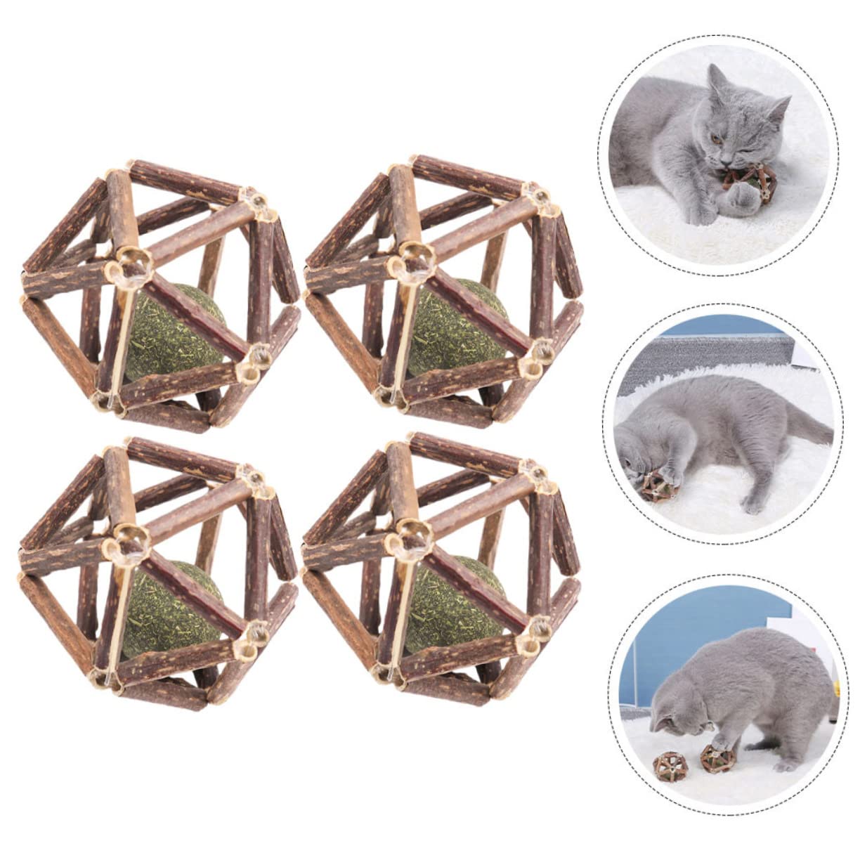 Toddmomy 12pièces Jouets à Mâcher pour Chats Herbe à Chat Boules De Catnip Actinidia Polygama pour Nettoyer Les Dents Et Améliorer La Digestion
