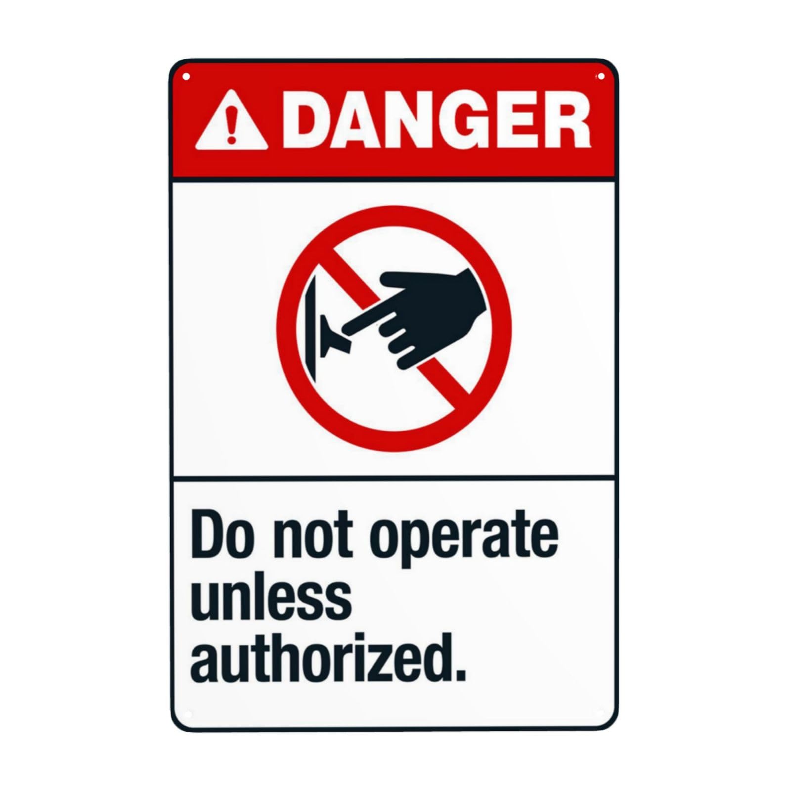 Vintage Metal Tin Sign, Do Not Operate Unless Authorized Safety Wall Decor, 8x12 Inch