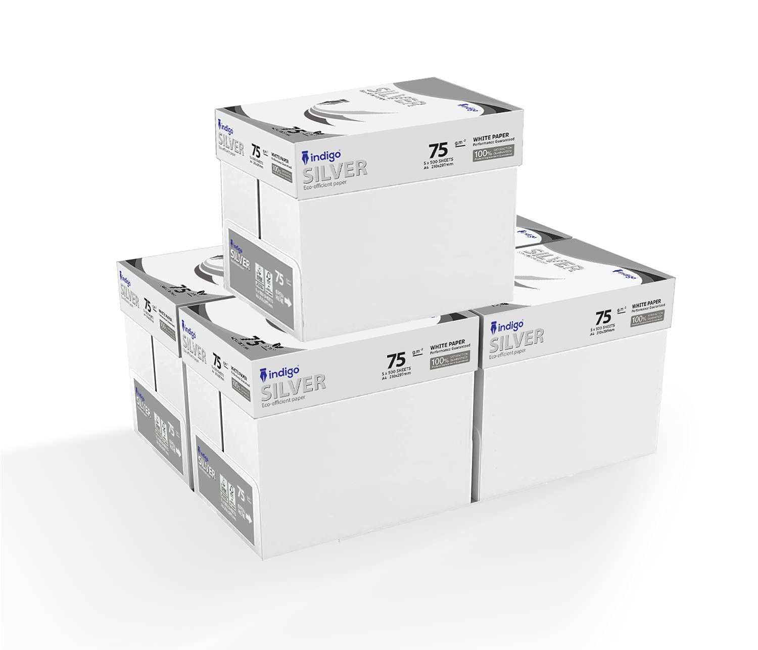 Indigo® A4 White Printer Copier Paper – 25 Reams (12,500 Sheets), 75 GSM – Office Printing Paper for Laser, Inkjet & Copy Use (5 Boxes)