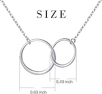 Vista 5 de Collar con colgante de dos círculos infinitos entrelazados de plata de ley S925, cadena Rolo, 45,7 + 2.0in