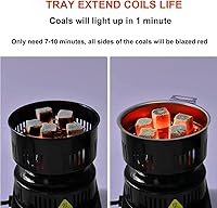 Vista 4 de Arrancador de carbón multiusos: quemador de carbón, estufa eléctrica de coco con pinzas desmontables de acero inoxidable, cables más largos de 4.9