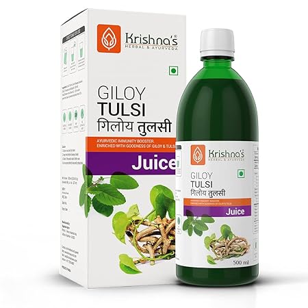 Krishna's Giloy Tulsi - 500 ml | Fresh Tulsi and Neem-grown Giloy to Support Immune Health