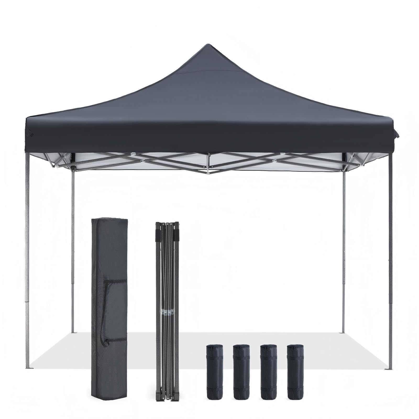 10x10 FT Pop Up Canopy, Easy Up Canopy Tent for Outdoor Patio, Backyard Parties Camping & Beach, Heavy Duty Instant Canopies with 1-Button Setup, 3 Adjustable Heights, UPF 50+ & Wheeled Bag — view 19