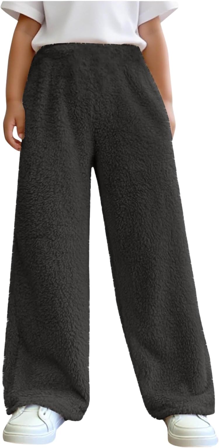 Boys' Jogging Bottoms Wide Straight Leg Cargo Tracksuit with Pockets Elastic Waist Autumn Winter High Training Warm Cargo Pants