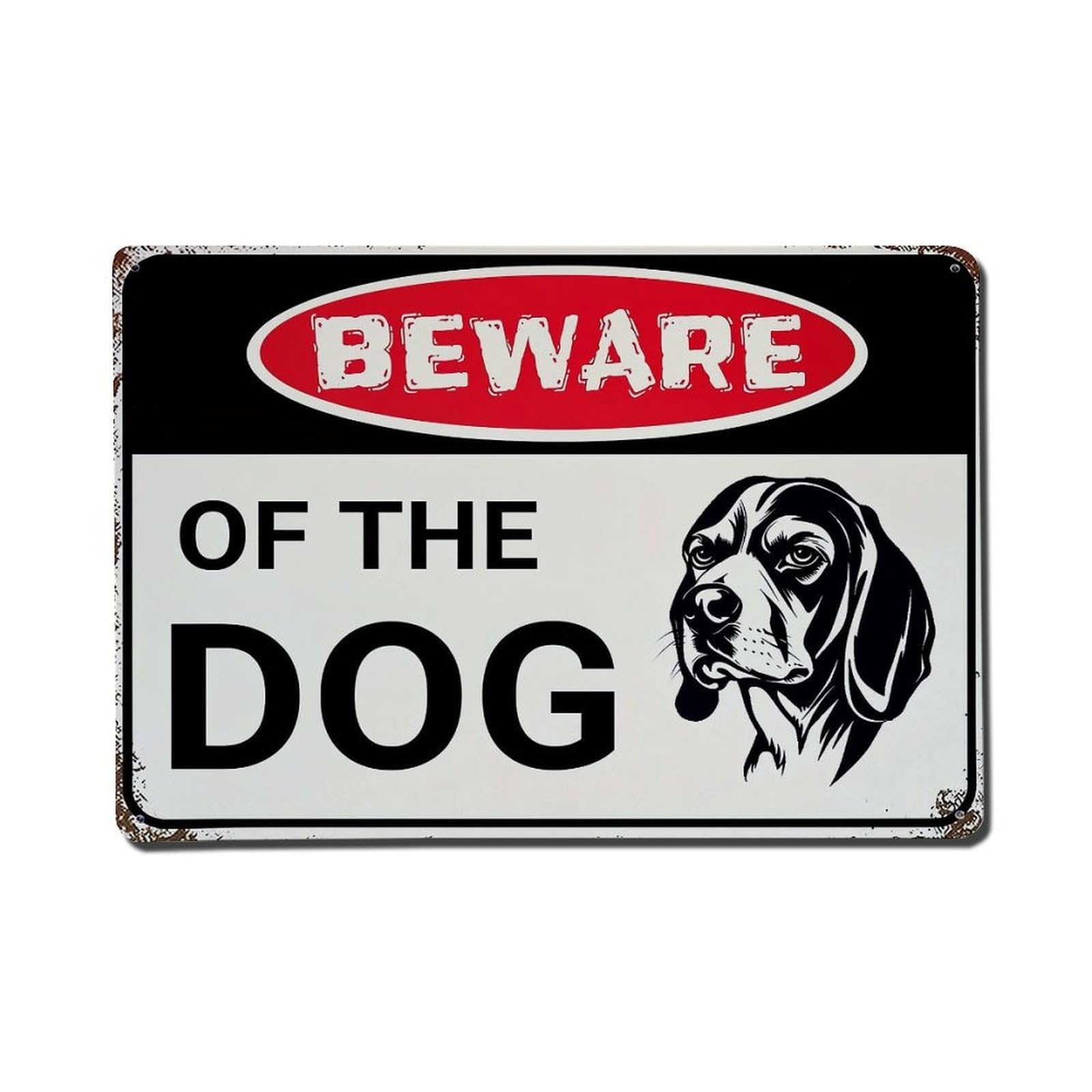 Beware Of The Dog Sign Retro Metal Tin Sign, Vintage Metal Poster for Home, Gaming Room, Studio Workshop,Bar,Garage Wall Art Decor 8x12 Inch