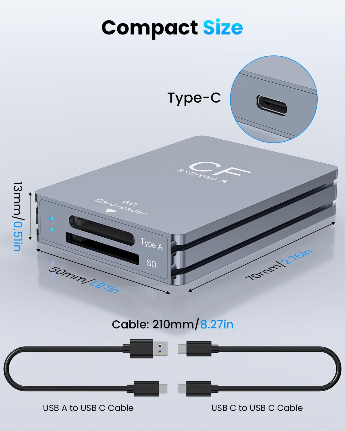 Dual-Slot CFexpress Typ A & SD-Kartenleser, USB 3.2 10 Gbit/s High-Speed ​​Speicherkartenadapter