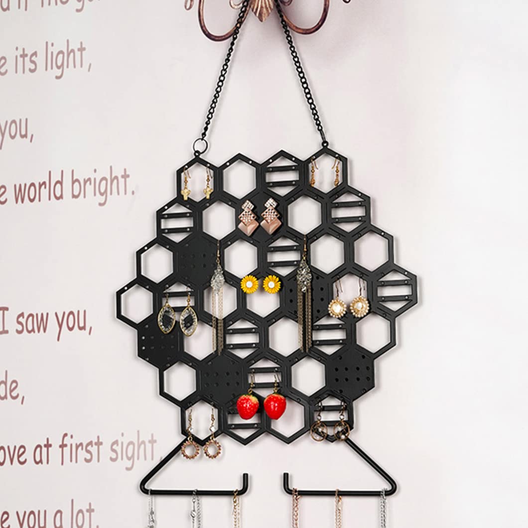 Rolin Roly Hanging Wall Mounted Hanging Necklaces Display Earring Display Hanger with Hooks Decorative Metal Mesh Jewellry Holder (Earrings Holder Cloud Shape) - Image 4