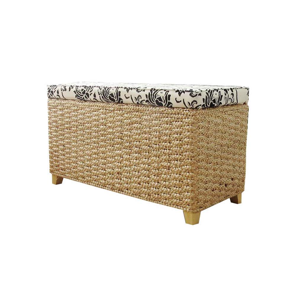 Rattan Storage Stool, Creative Retro Seat Hand-woven Storage Shair Fashion Shoe Bench Home Osman 50 * 30 * 31cm/50 * 30 * 40cm/80 * 30 * 40cm Bedroom Living Room Available (Size : 50 * 30 * 40cm)