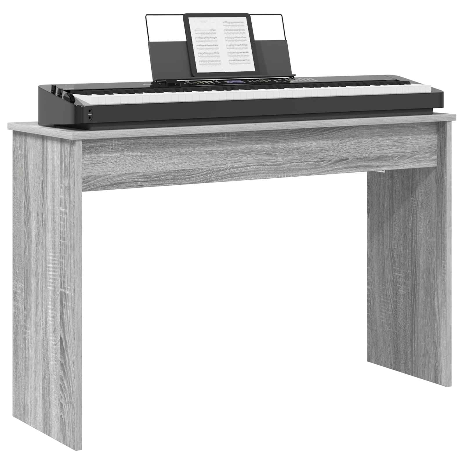 Supporto per pianoforte, in legno Sonoma, 100 x 32 x 64 cm, stabile, antiscivolo, regolabile in altezza, per sintetizzatore, studio, palco, musica, stanza